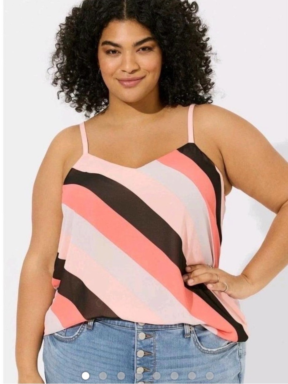 torrid Pink and Black Diagonal Stripe V-Neck Cami